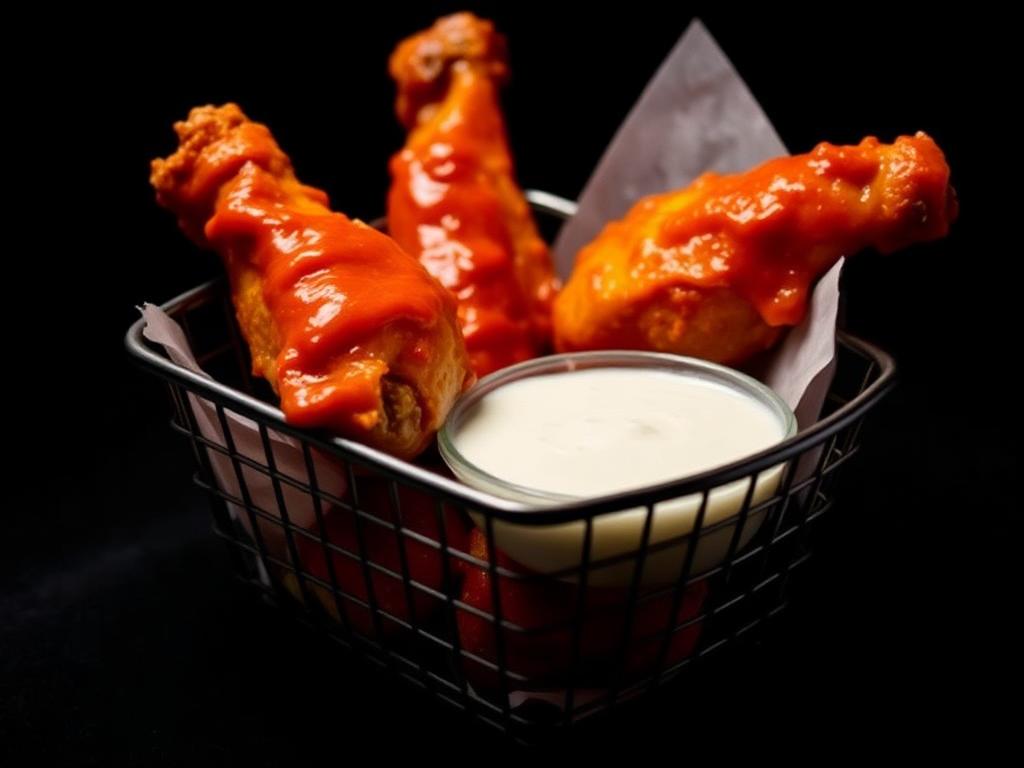 Crispy glazed chicken wings with ranch dip