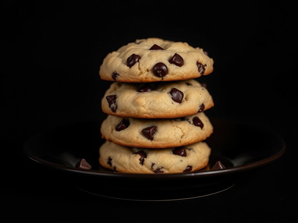 Stack of soft chocolate chip cookies